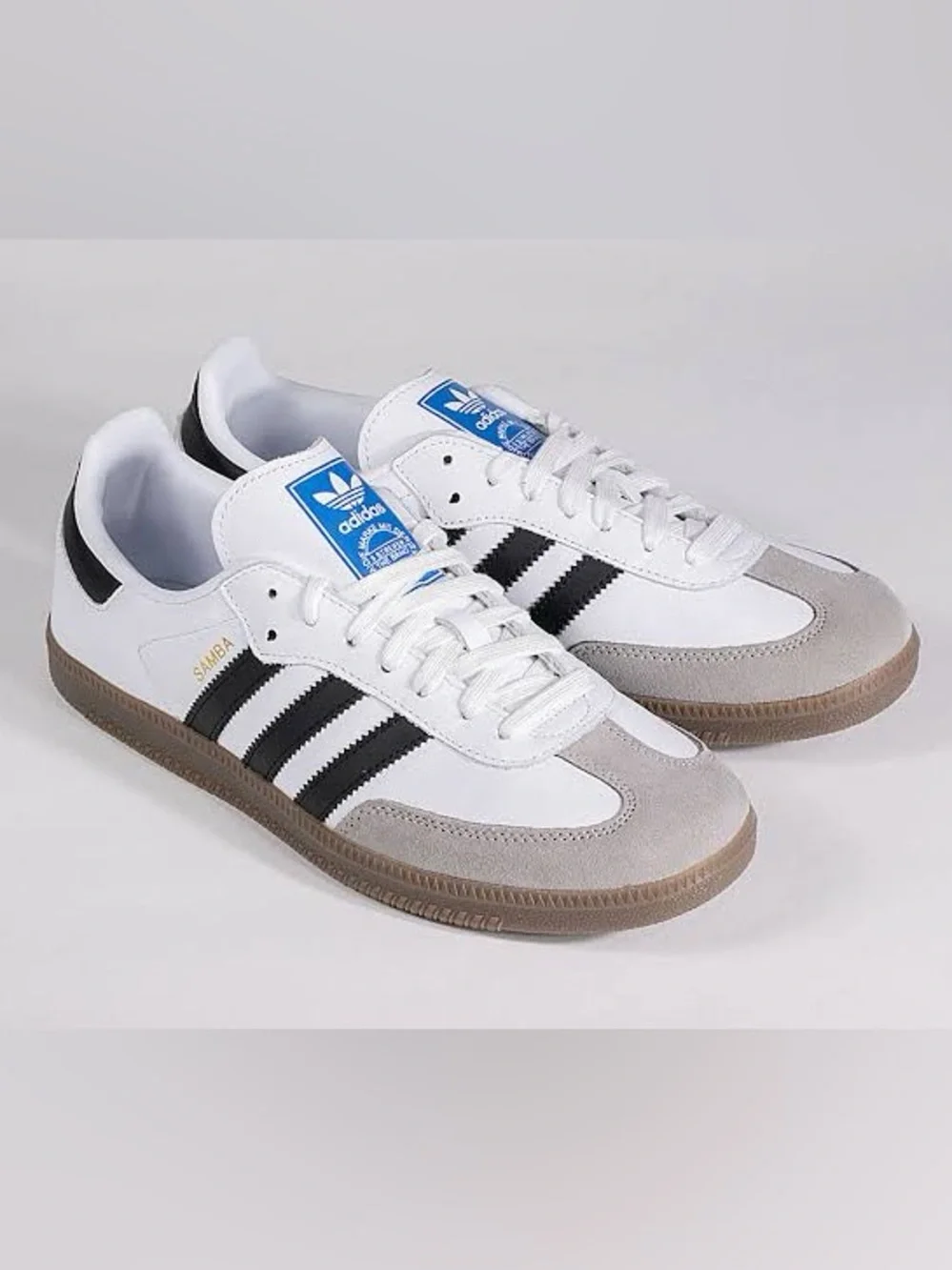 adidas Samba Men's White Black Gray Sneakers with Gum Sole- used shoes